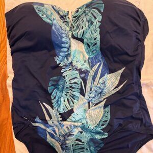 Tommy Bahama Strapless Swimsuit Size 14 Navy